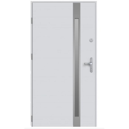 Porte d'entrée KALA 90 cm H1 en acier inoxydable blanc