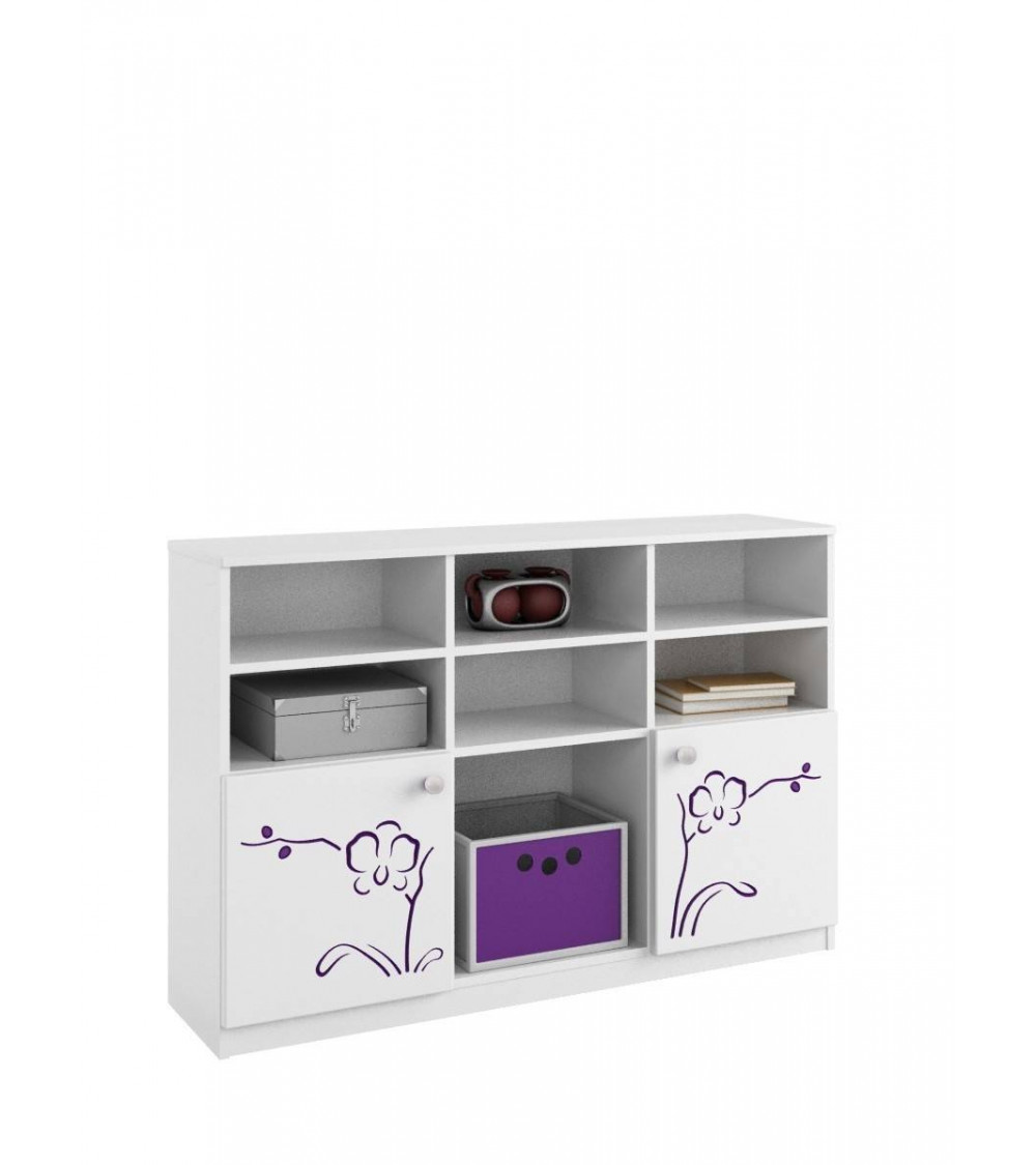 Bibliothèque basse ORCHID VIOLET,135 cm blanc