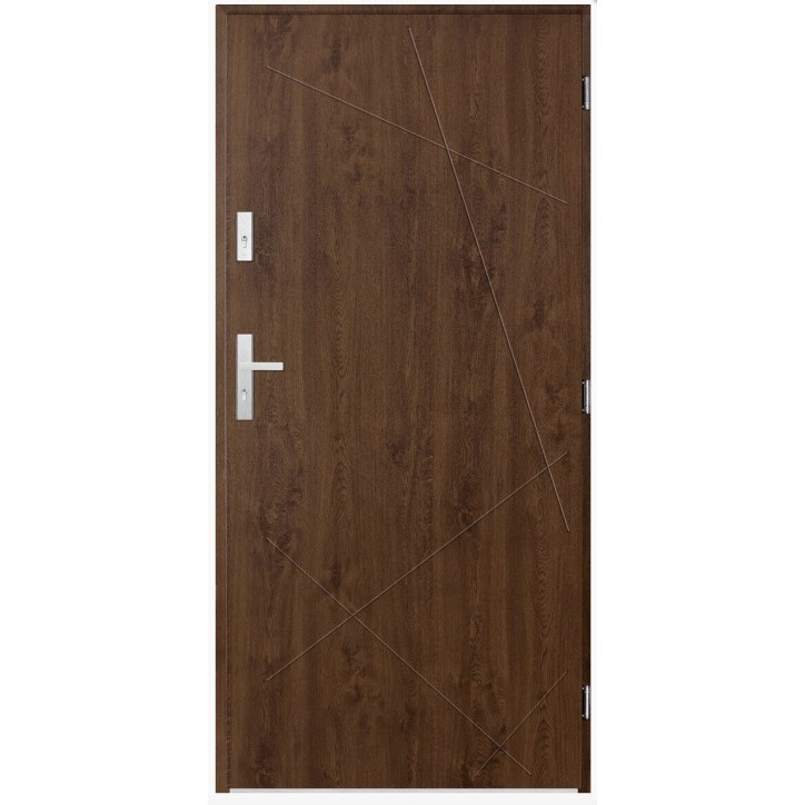 Porte d'entrée simple DIAGO 80 cm noyer