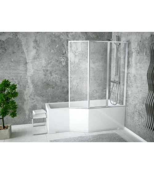 Bañera asimétrica INTEGRA 150/170x75 cm, con mampara