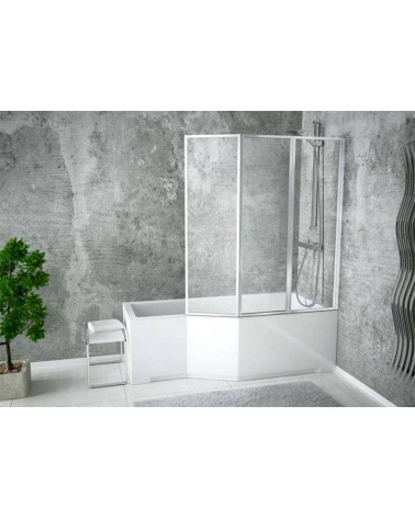 Vasca da bagno asimmetrica INTEGRA 150/170 x 75 cm, con parete 3 ante