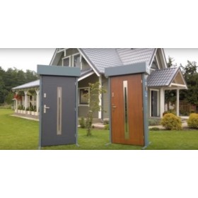 Porte d'entrée GOTAN 90 cm en acier inoxydable couleur Noyer