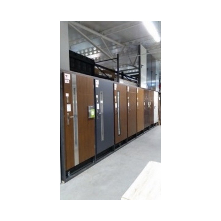 Porte d'entrée GOTAN 90 cm en acier inoxydable couleur chêne doré