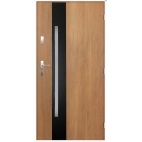 Porte d'entrée GOTAN 90 cm en acier inoxydable couleur chêne doré