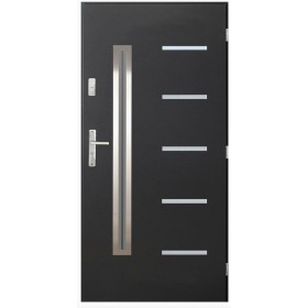 Porte d'entrée CANCUN V 90 cm en acier inoxydable en plusieurs couleurs avec tirant