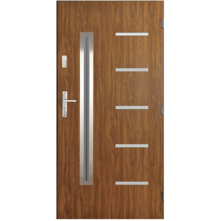 Porte d'entrée CANCUN V 90 cm en acier inoxydable en plusieurs couleurs avec tirant