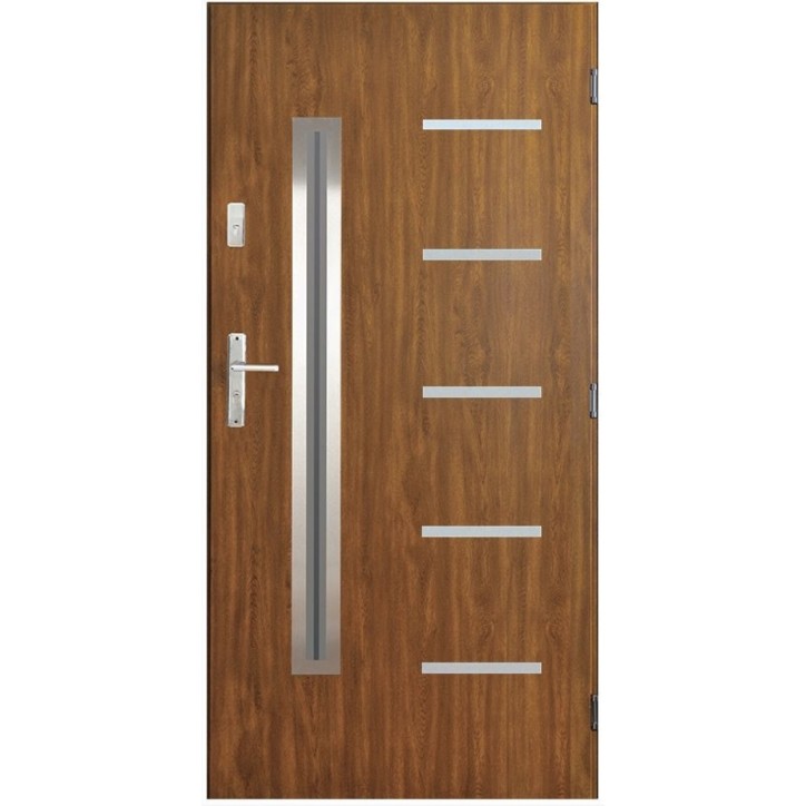 Porte d'entrée CANCUN V 90 cm en acier inoxydable en plusieurs couleurs avec tirant