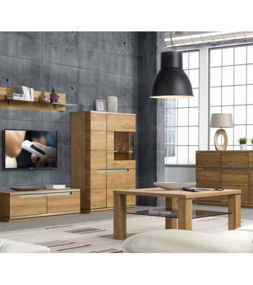 Cómoda de vidro em carvalho TORINO 148cm