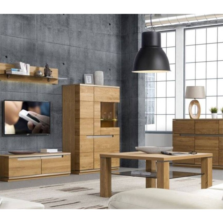 TORINO eiken glazen ladekast 148cm