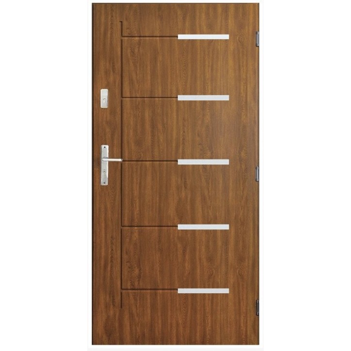 Porte d'entrée CANCUN  90 cm avec tirant en acier inoxydable en plusieurs couleurs