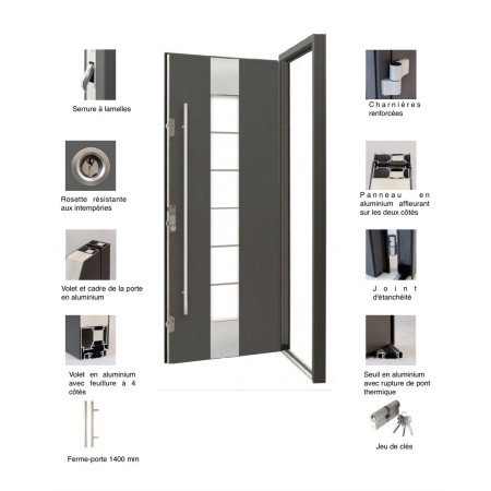 Porte d'entrée en aluminium PASSIVE ALU G5 90 cm blanc
