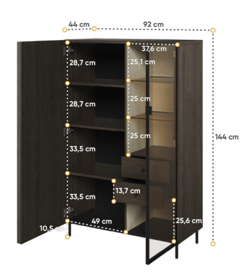 Vitrine Piémonte avec vitre - 92cm