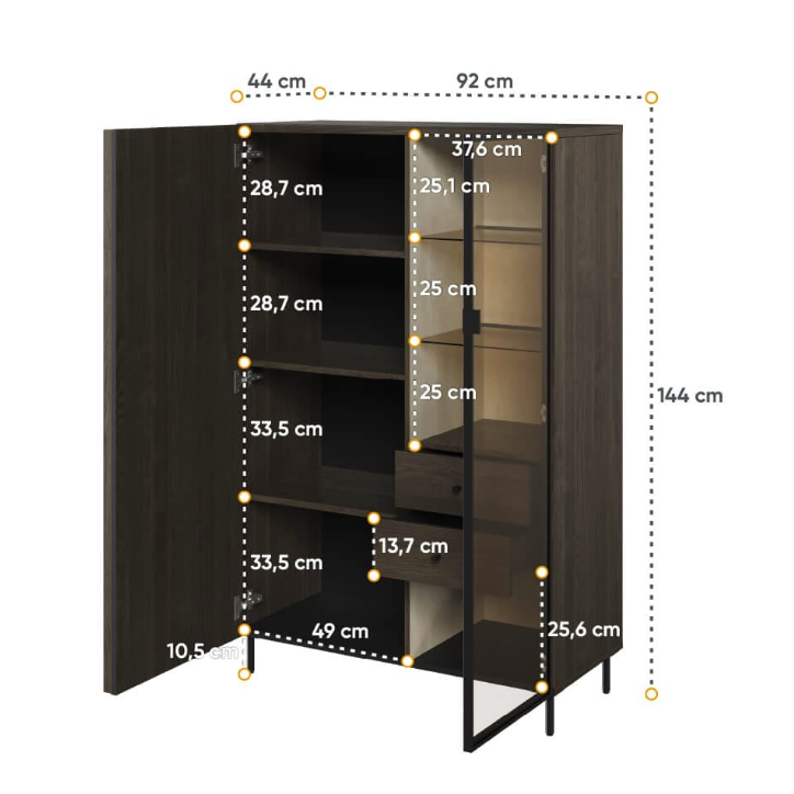 Vitrine Piémonte avec vitre - 92cm