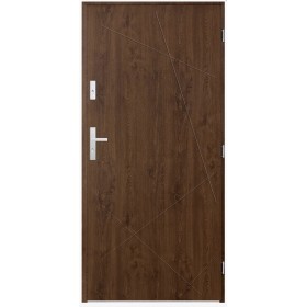 Porte d'entrée simple DIAGO 90 cm noyer