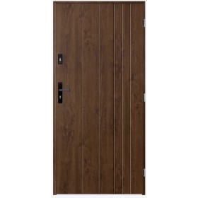Porte d'entrée simple GUTA 90 cm noyer