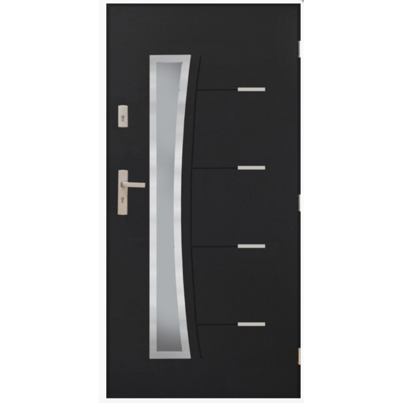 Porte d'entrée SATURNE 90 cm 72 mm en acier inoxydable en 3 couleurs