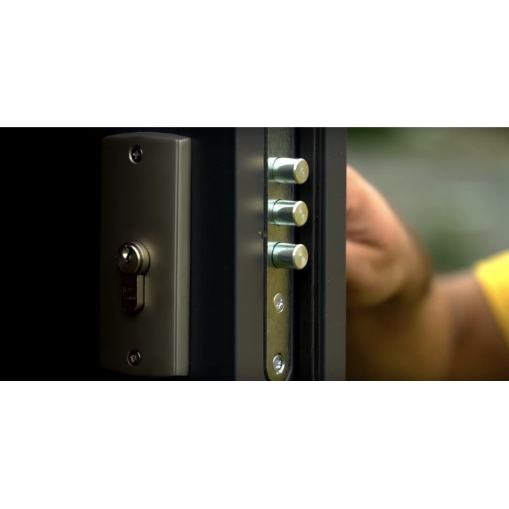 Porte d'entrée GOTAN 90 cm en acier inoxydable couleur Noyer