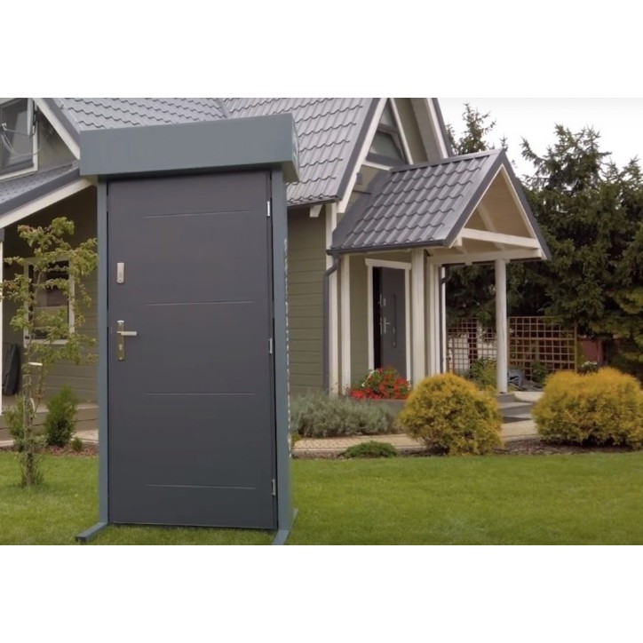 Porte d'entrée GOTAN 90 cm en acier inoxydable couleur chêne doré