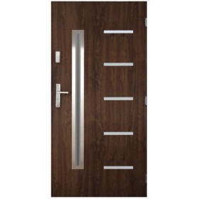 Porte d'entrée CANCUN V 90 cm en acier inoxydable en plusieurs couleurs avec tirant