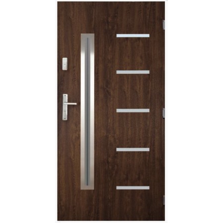 Porte d'entrée CANCUN V 90 cm en acier inoxydable en plusieurs couleurs avec tirant