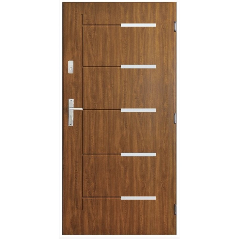 Porte d'entrée CANCUN 90 cm avec tirant en acier inoxydable en plusieurs couleurs