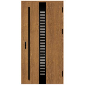 Porte d'entrée en acier avec cadre en aluminium SELTERS 2 chêne doré 90*200 -100*200 cm