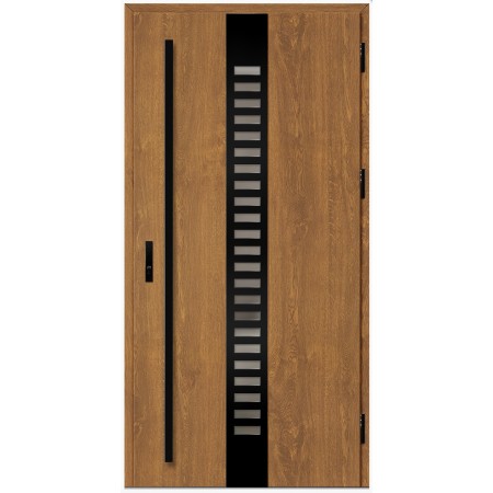 Porte d'entrée en acier avec cadre en aluminium SELTERS 2 chêne doré 90*200 -100*200 cm