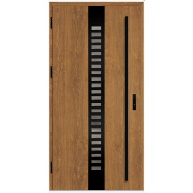 Porte d'entrée en acier avec cadre en aluminium SELTERS 2 chêne doré 90*200 -100*200 cm