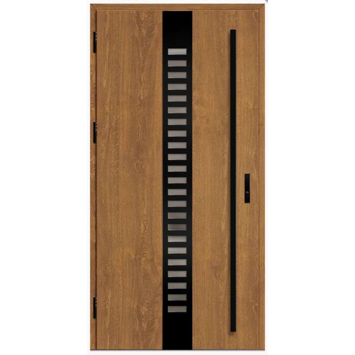 Porte d'entrée en acier avec cadre en aluminium SELTERS 2 chêne doré 90*200 -100*200 cm