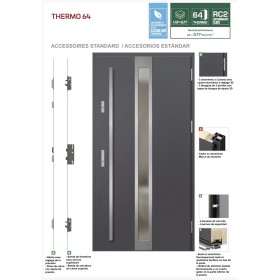 Porte d'entrée en acier avec cadre en aluminium SELTERS 2 chêne 90*200 -100*200 cm
