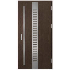 Porte d'entrée en acier avec cadre en aluminium SELTERS 2 chêne 90*200 -100*200 cm