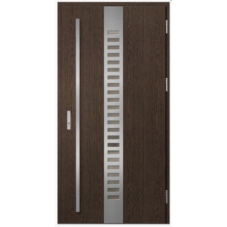 Porte d'entrée en acier avec cadre en aluminium SELTERS 2 chêne 90*200 -100*200 cm