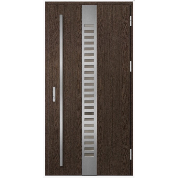 Porte d'entrée en acier avec cadre en aluminium SELTERS 2 chêne 90*200 -100*200 cm