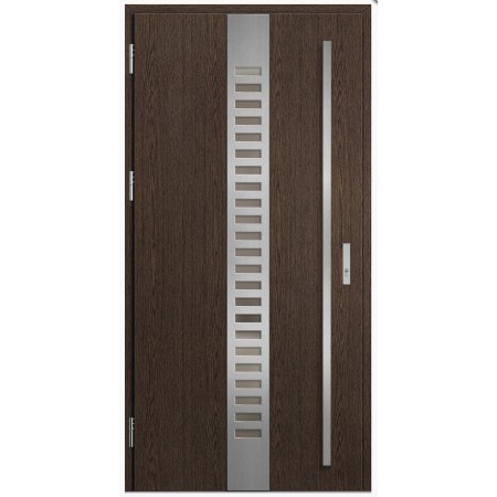 Porte d'entrée en acier avec cadre en aluminium SELTERS 2 chêne 90*200 -100*200 cm