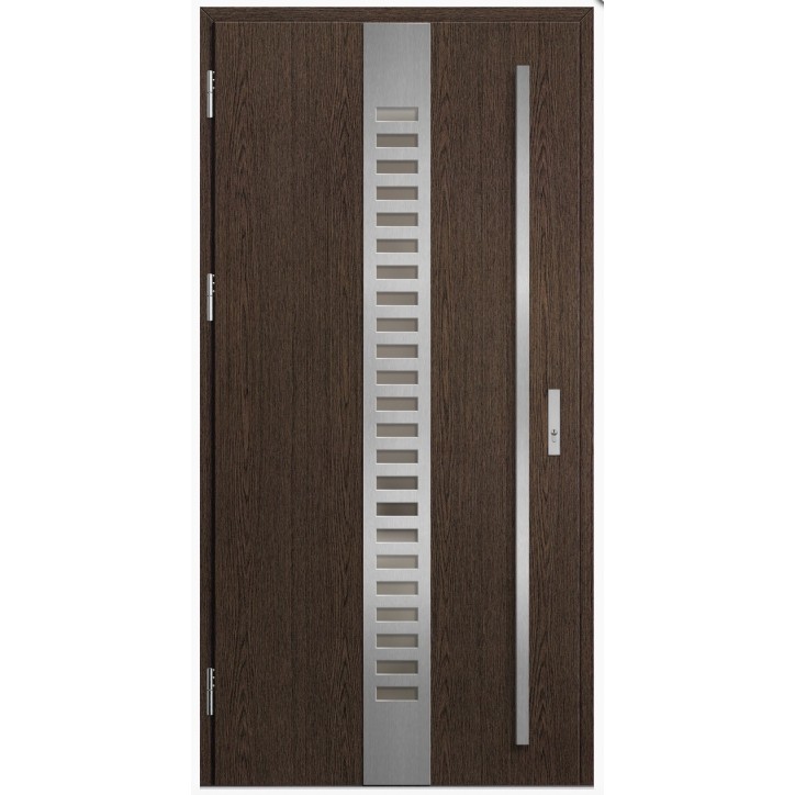 Porte d'entrée en acier avec cadre en aluminium SELTERS 2 chêne 90*200 -100*200 cm