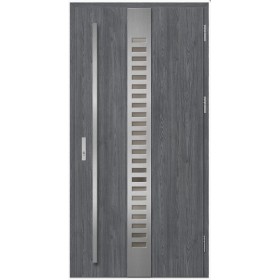 Porte d'entrée en acier avec cadre en aluminium SELTERS 2 anthracite/inox 90*200 -100*200 cm