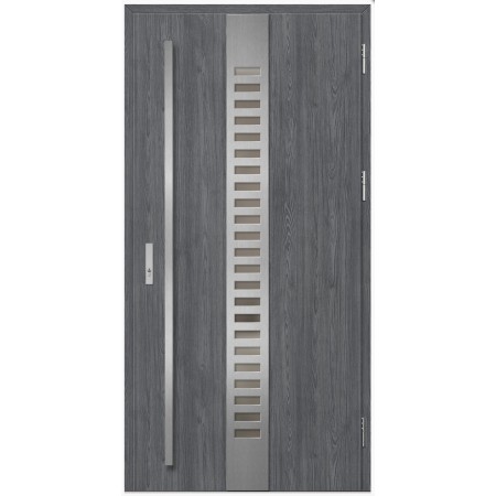 Porte d'entrée en acier avec cadre en aluminium SELTERS 2 anthracite/inox 90*200 -100*200 cm