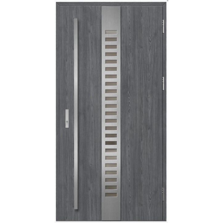 Porte d'entrée en acier avec cadre en aluminium SELTERS 2 anthracite/inox 90*200 -100*200 cm