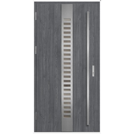Porte d'entrée en acier avec cadre en aluminium SELTERS 2 anthracite/inox 90*200 -100*200 cm