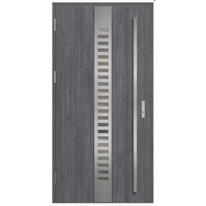Porte d'entrée en acier avec cadre en aluminium SELTERS 2 anthracite/inox 90*200 -100*200 cm