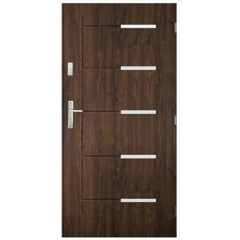 Porte d'entrée CANCUN  80 cm en acier inoxydable avec tirant en plusieurs couleurs