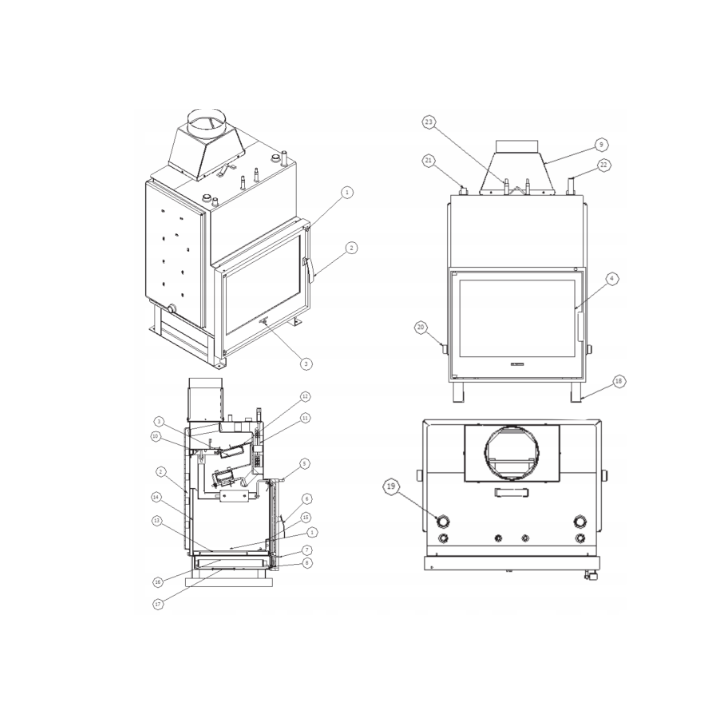 Insert de cheminée bouilleur LAVA BASE PL 22 kW – Circuit ouvert