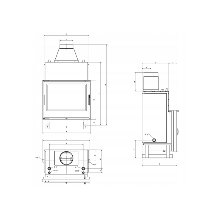 Insert de cheminée bouilleur LAVA BASE PANORAMA 13 kW – Circuit fermé