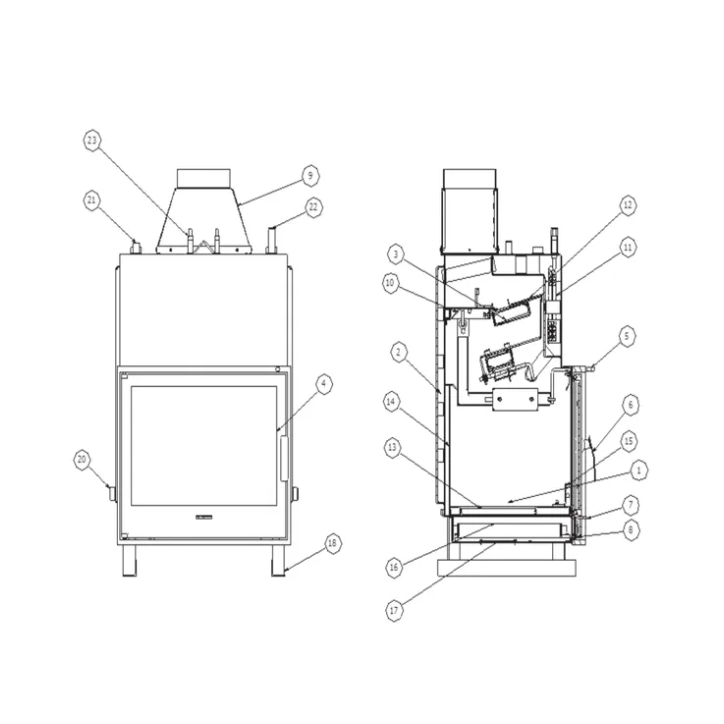 Insert de cheminée bouilleur LAVA TK BASE PA 22 kW – Vitre panoramique – Circuit fermé