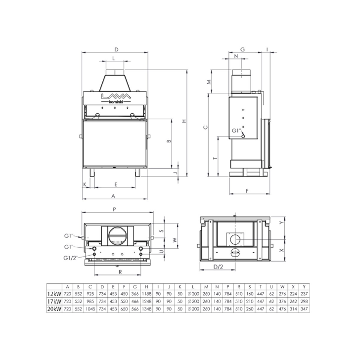 Insert de cheminée bouilleur LAVA TKL BASE PANORAMA 17 kW – Circuit fermé