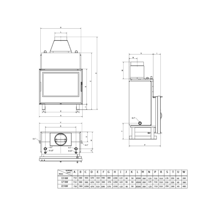 Insert de cheminée bouilleur LAVA TK TREND 17 kW – Circuit fermé (2,5 bars)