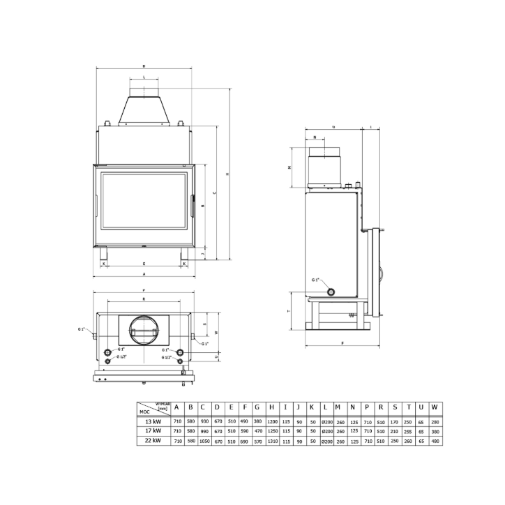 Insert de cheminée bouilleur LAVA TK TREND 17 kW – Circuit ouvert (1 bar)