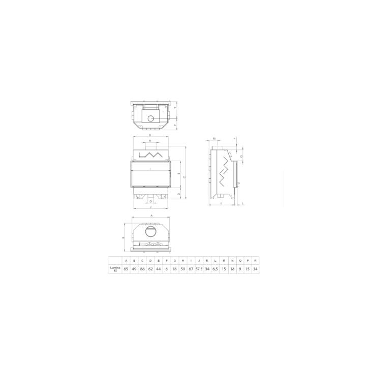 Insert de cheminée LAVA LUMINA CLARA 12 kW – Façade en fonte – Compatible VMC double flux Insert de cheminée LAVA LUMINA CLARA 12 kW – Façade en fonte – Compatible VMC double flux