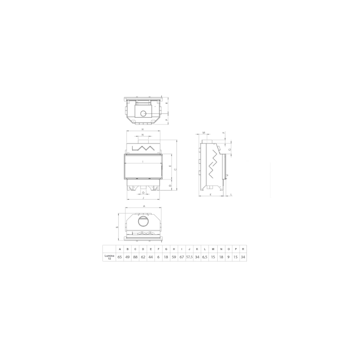Insert de cheminée à bois LAVA LUMINA 12 kW CERAMIC – Compatible VMC double flux