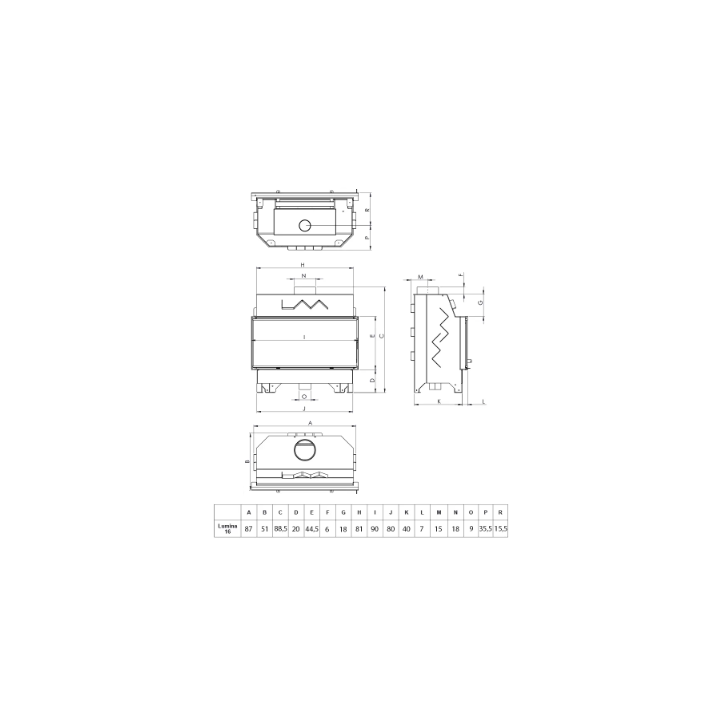 Insert de cheminée à bois LAVA LUMINA CLARA 16 kW – Façade en fonte – Habillage CeraTerm Insert de cheminée à bois LAVA LUMINA CLARA 16 kW – Façade en fonte – Habillage CeraTerm